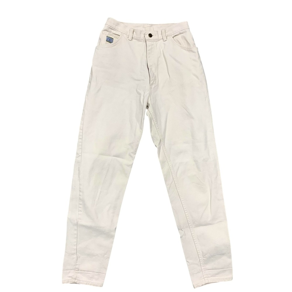 Vintage Wrangler Jeans Womens 12 Medium White High Rise Relaxed Tapered Denim
